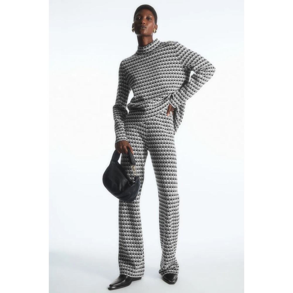 COS Flared Checked Jacquard-Knit Pants Size S✨